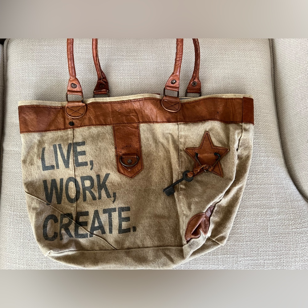 Boutique Purse Tote Tan and Brown